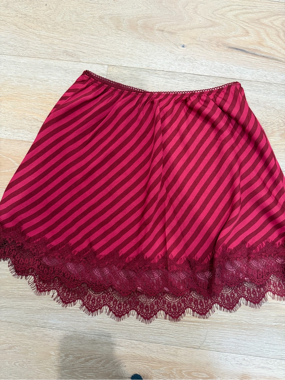 Aerie satin lace mini skirt